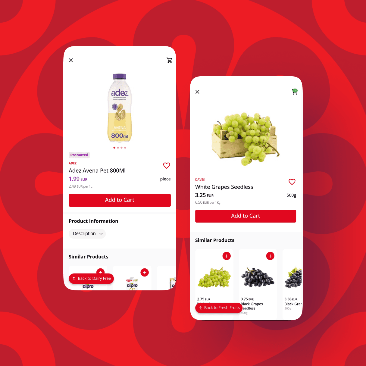 Dave's grocery app screens, built on Suppy