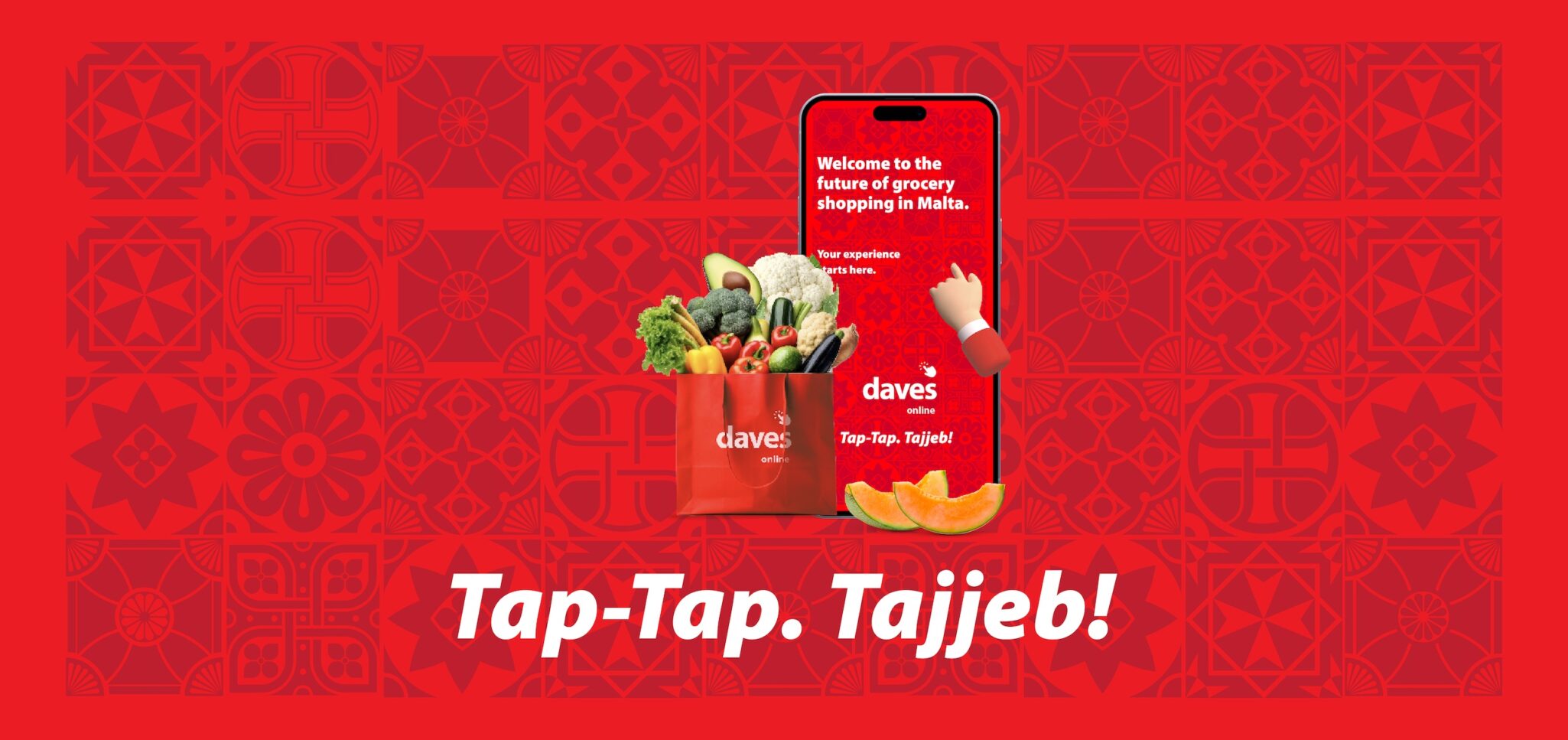 daves online app launch banner: Tap-Tap. Tajjeb!