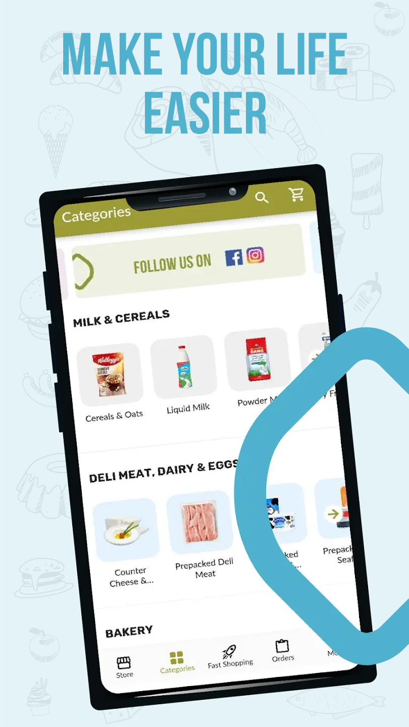 The Storiom app categories screen, prompting customers to make their life easier.